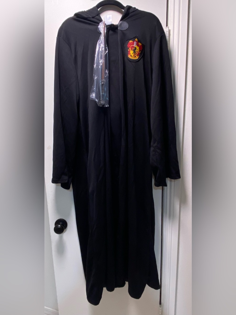 Harry Potter Gryffindor Black Cloak Cosplay Costume w/ Glasses & Wand ADULT O/S
